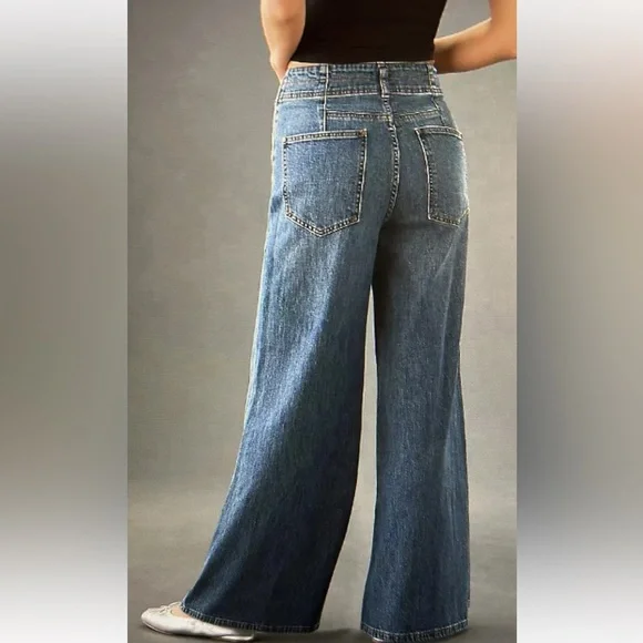 Anthropologie Pilcro Seamed High Rise Wide Leg Jeans Sz 26 - Picture 2 of 12